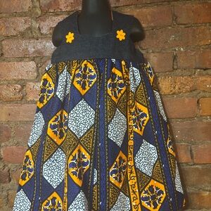 Navy & Yellow Patterned Sleeveless Sundress